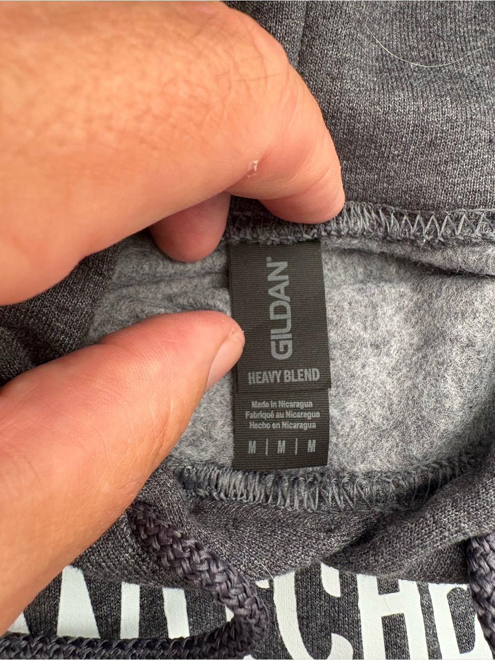 Gildan Dark Gray Pullover Hoodie with White Witch Graphic - Picture 3 of 3